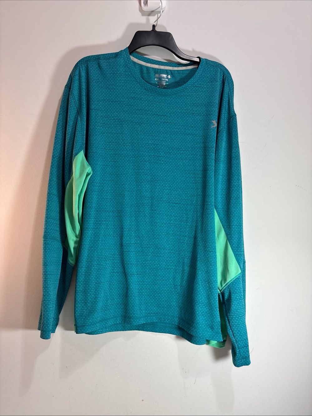 Reel Legends Men's Teal Performance Long-Sleeve Shirt - Athletic Fit. 1249
